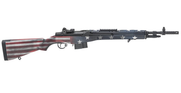 Springfield M1A Scout Squad 308 with Red, White and Blue American Flag Stock